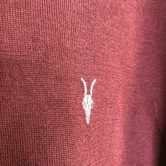 All Saints mens maroon merino wool turtleneck sweater size Extra Large XL - Picture 5 of 14